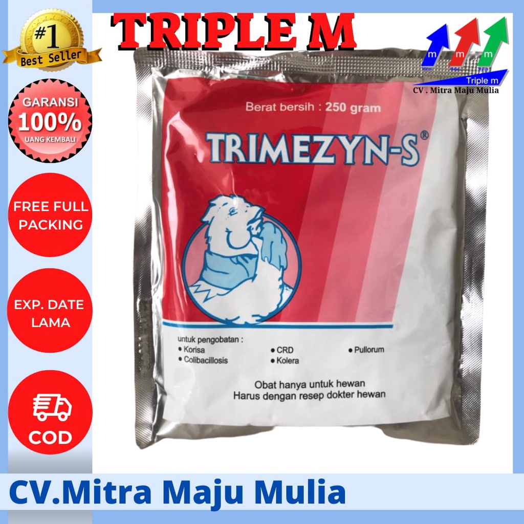 Trimezyn S 250gr (obat CRD , KORISA , KOLERA , COLI , PULLORUM) Medion