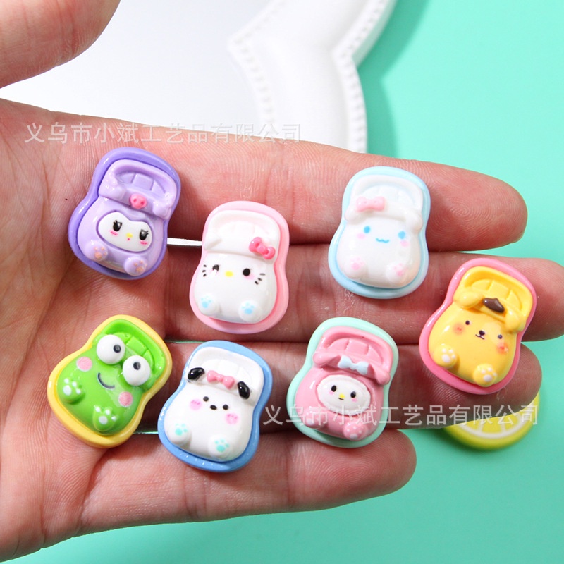 ღ Sepasang Sanrio Sandal Kecil Resin Aksesoris Diy Krim Lem Sarung Ponsel Aksesoris Rambut Gelas Air Stiker Dekorasi Aksesoris