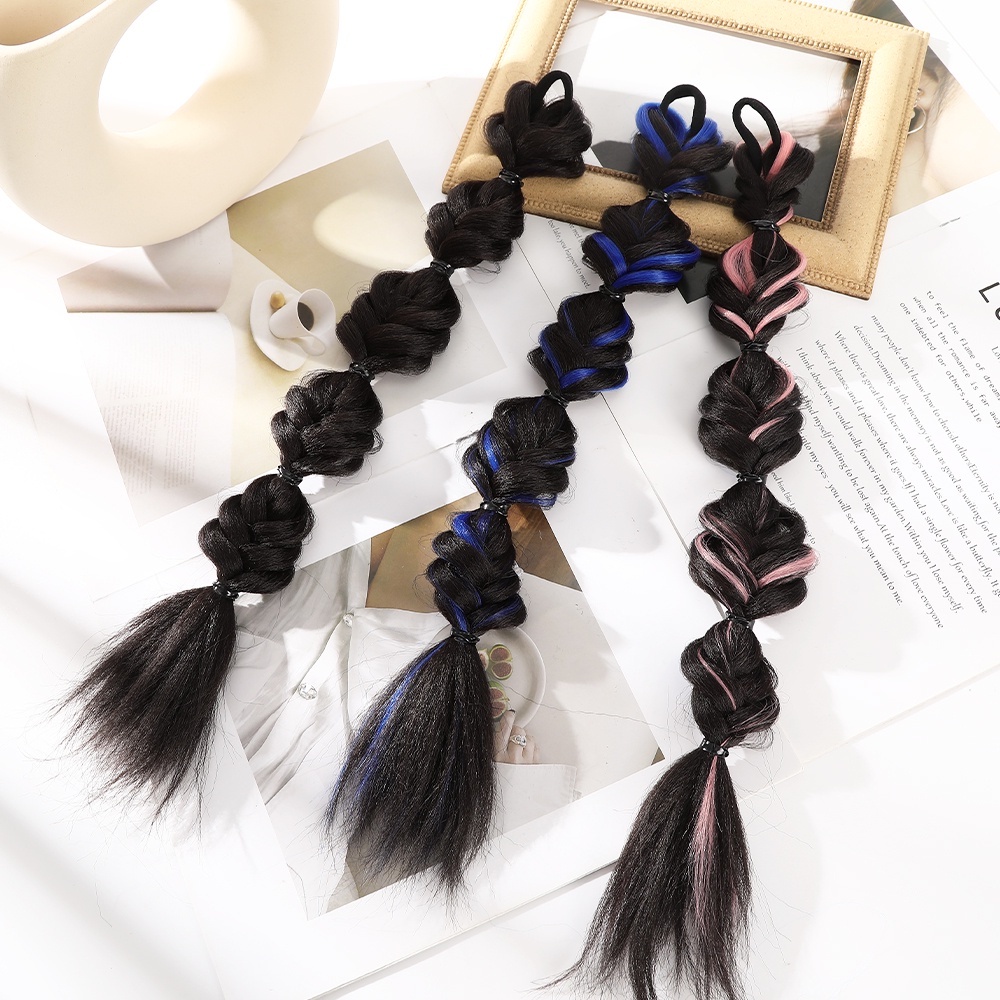 Rambut Palsu Wanita Kepang Ponytail Twist Hip Hop Highlight Lucu Gaya Korea Aksesoris Rambut AK291