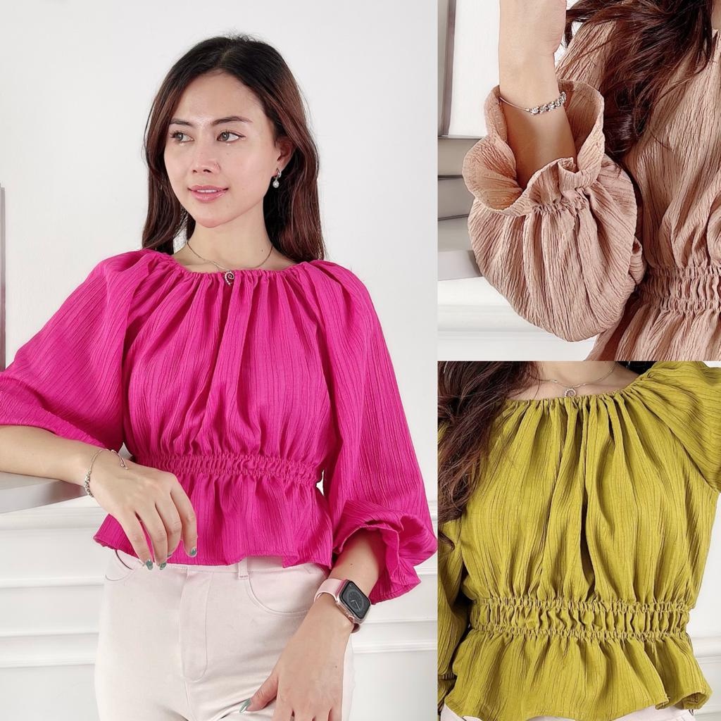 BEFAST - ZEC OOTD WANITA BLOUSE ALEA / Qenia LADY CRUSH Blouse / Atasan Wanita Lengan Panjang / Blouse Wanita Model Terbaru / Fashion kekinian Remaja ABG Trendy / Blouse Polos Formal / Pakaian Casual Wanita Kerja