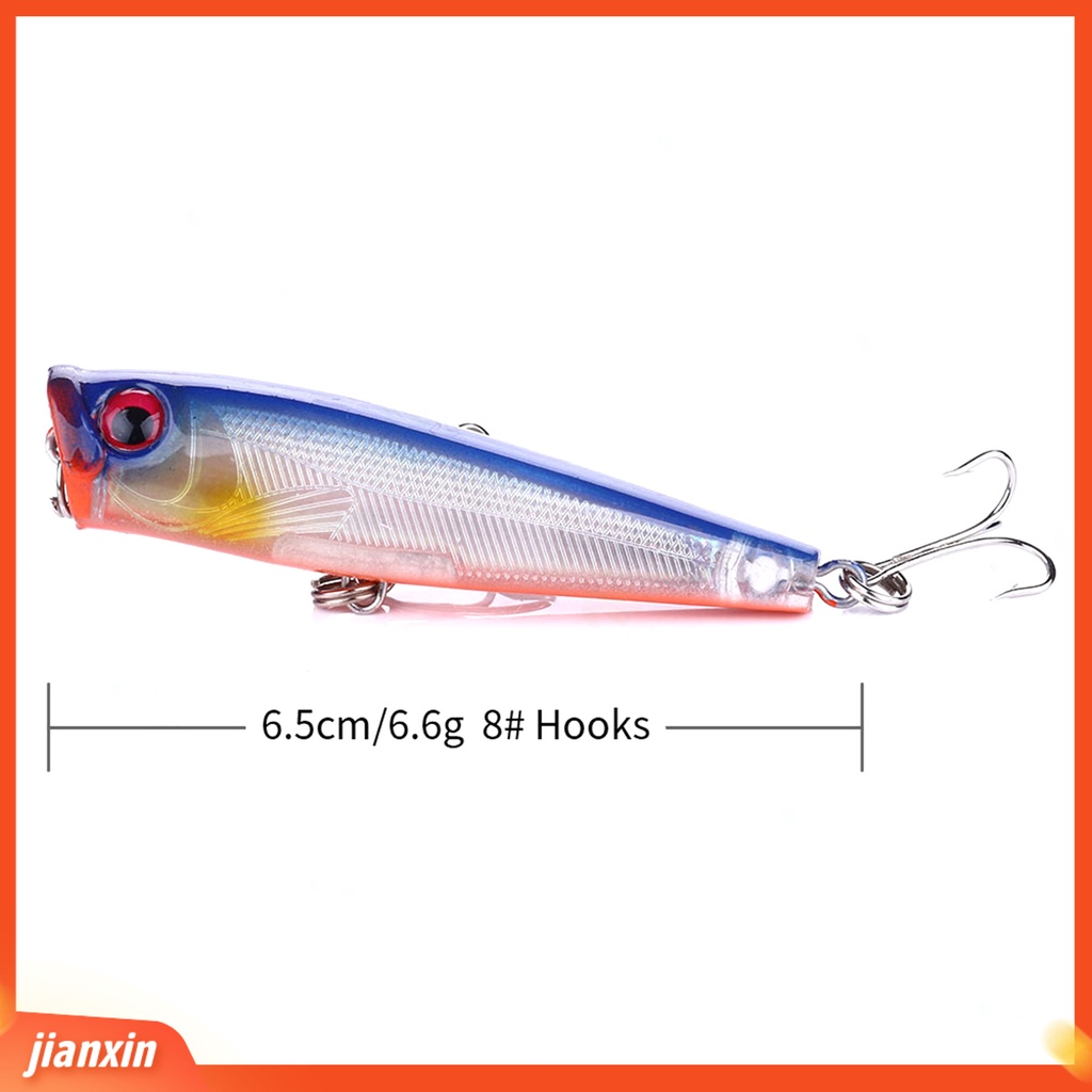 (In Stock) 6.5cm /6.6g Popper Lure Realistis Bahan Plastik Halus Top Water Umpan Pancing Buatan Untuk Air Tawar