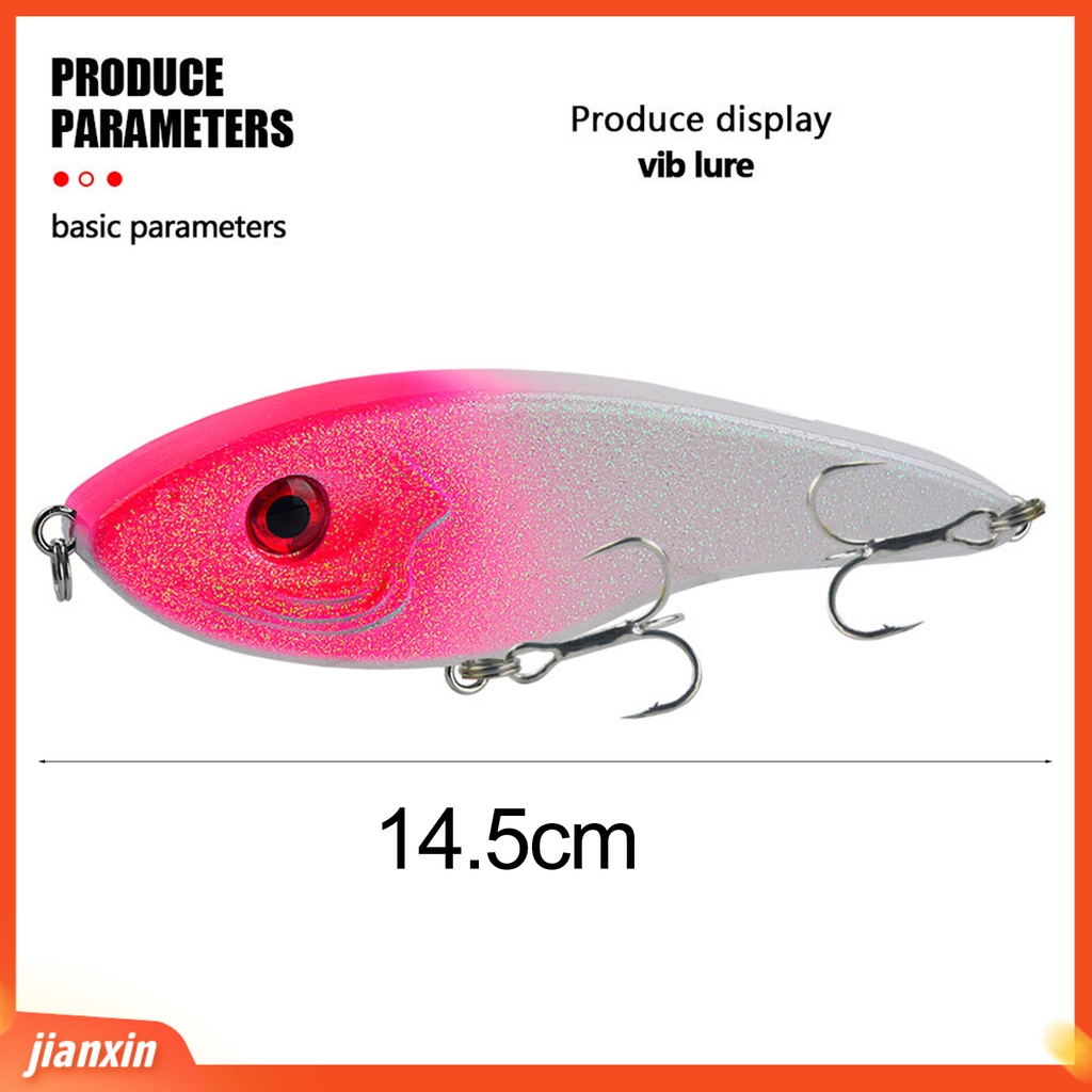 (In Stock) 145mm /54g Lure Bait 2kait Tiga Vibrant Ring Manik Tenggelam Vib Tajam Barb Anti-Oksidan 3D Fisheyes Umpan Buatan Untuk Outdoor