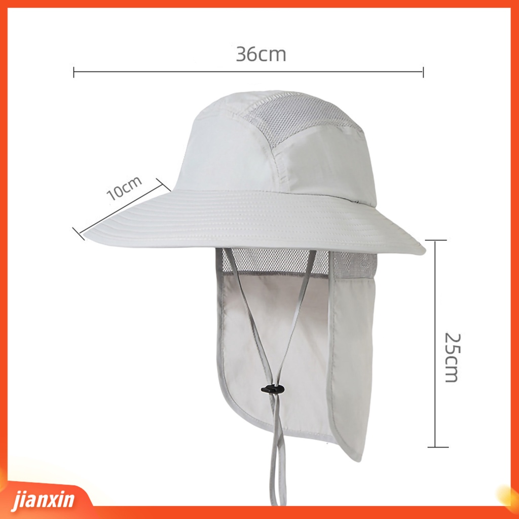 (In Stock) Unisex Topi Matahari Pinggiran Lebar Mesh Bernapas Adjustable Tahan UV Lipat Blok UV Nilon Outdoor Camping Memancing Topi Matahari Dengan Flap Leher Untuk Pria