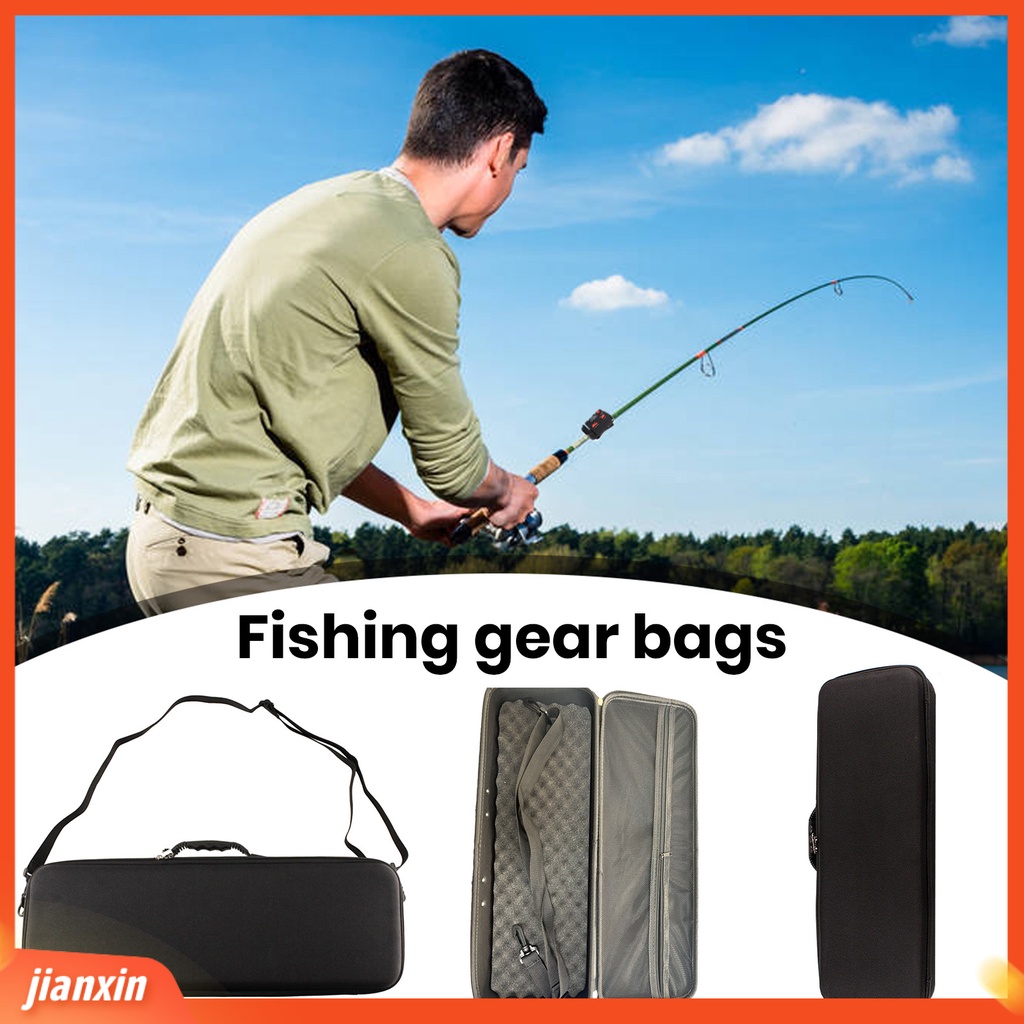 (In Stock) Fishing Tackle Bag Kapasitas Besar Shockproof Daya Tahan Tinggi Penutupan Ritsleting Pegangan Ergonomis Kerang Keras Memancing Tas Portabel Spinning Rod Reel Lure Case Perlengkapan Memancing