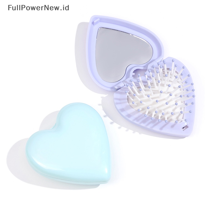 Power Mini Portable Lipat Compact Heart Pocket Sikat Rambut Cermin Styling Aksesoris ID