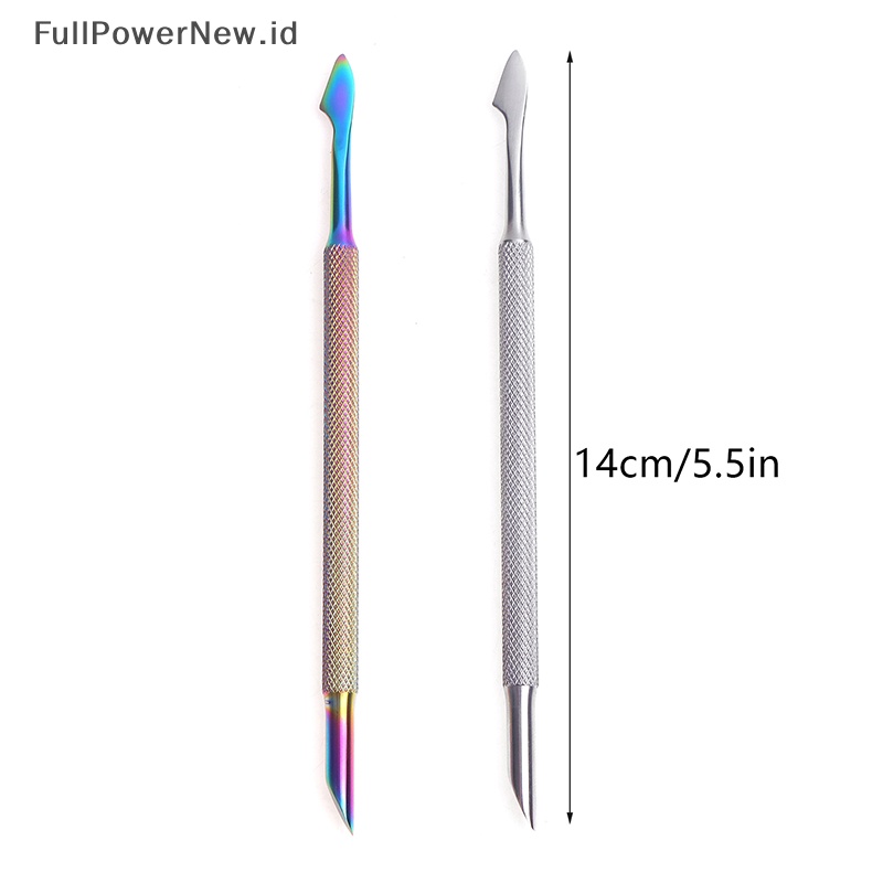Power Stainless Steel Kutikula Pendorong Kuku Double Ended Spoon Nail Art Pedicure Alat ID