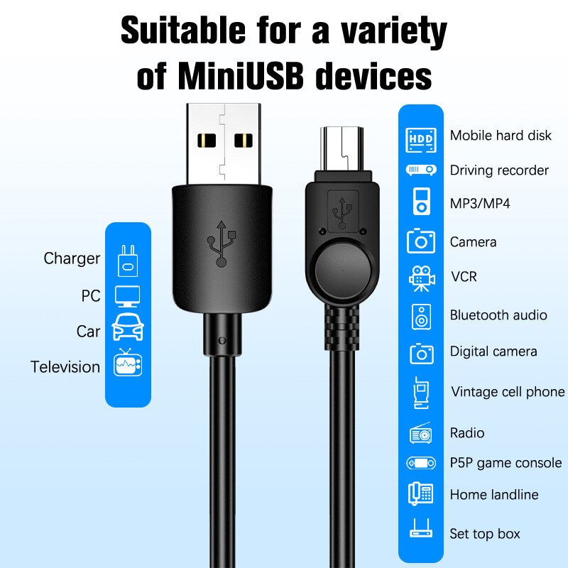 Kabel USB Mini USB Ke USB Kabel Charger Data Cepat Untuk MP3 MP4 Player Mobil DVR GPS Kamera Digital HDD