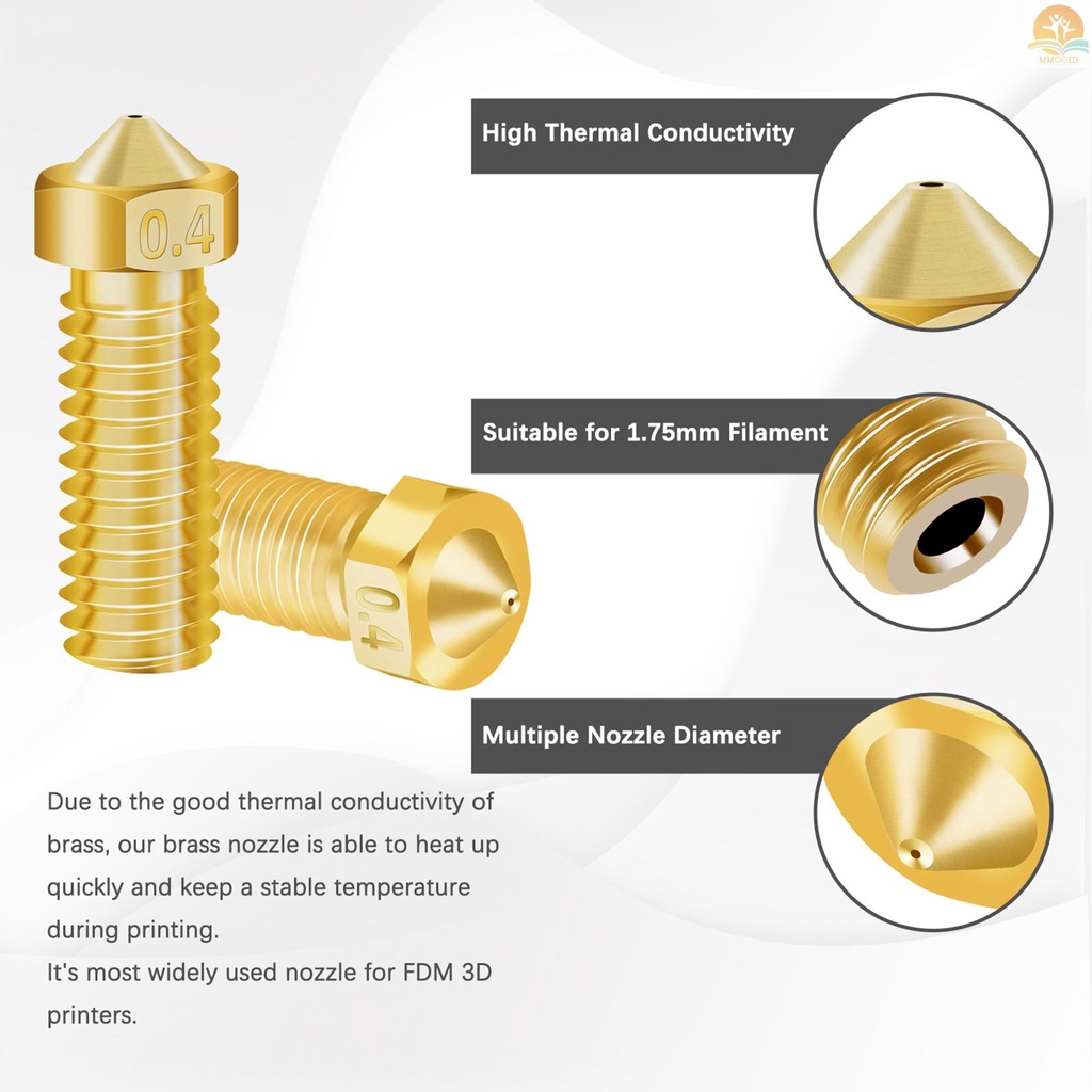 In Stock 3D Printer Parts Extruder Nozzle Kuningan Tembaga Hotend Volcano Nozzle 30PCS 0.2/0.3 /0.4 /0.6 /0.8 /1.0mm Untuk Creality CR-6 SE 3D Printer 1.75mm Filament 6PCS Cleaning Needles