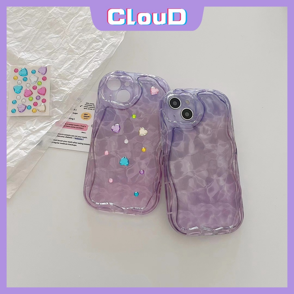 Casing 3D Wavy Curved Edge Case Untuk Infinix Smart6 6Plus 7.5 Hot 30 9 8 12 11 10 20 Play Hot 10Lite 8 9 30i Note12 G96 Purple Pink Art Water Ripple Gradient Case Dengan Stiker Berlian