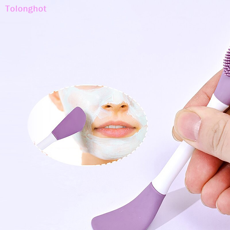 Tolonghot&gt; 1Pc Sikat Masker Wajah Silikon Kepala Ganda Pijat Wajah Sikat Pembersih DIY Mud Film Scraper Facial Brush Care Tool well