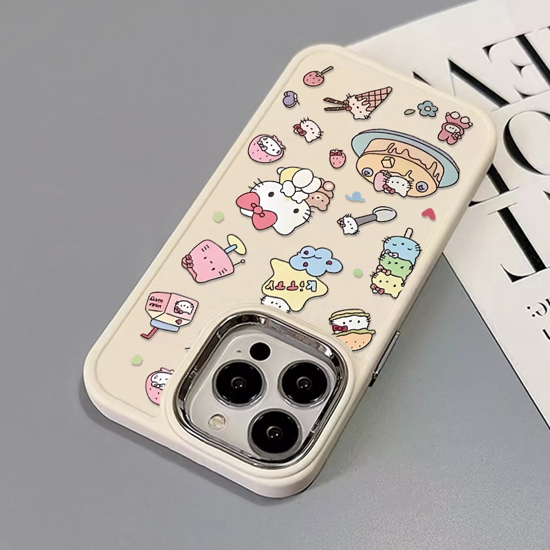 IPHONE Casing Ponsel Silikon Kucing Lucu Kompatibel Untuk Iphone14 13 12 11 Pro Max XS X XR 8 +7Plus Casing Lembut Shockproof Metal Buttons Cover Cell Precticer