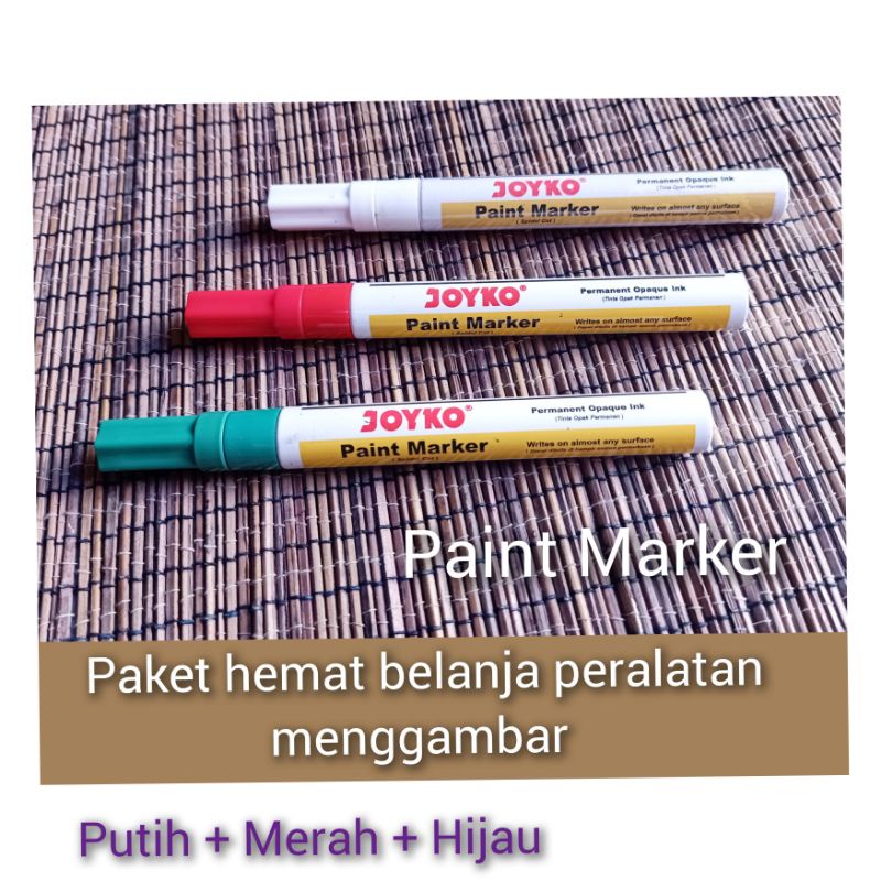 

Joyko Paint Marker Spidol Cat Putih Merah Dan Hijau Hiasan Gambar Totol2 Peralatan Menggambar Handini Art
