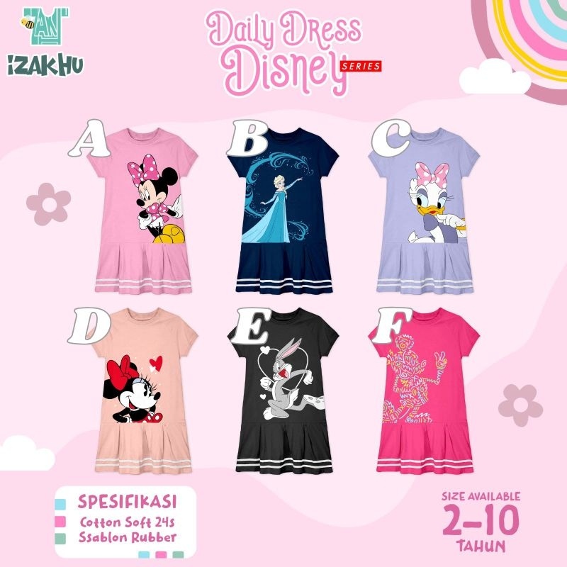 Daily Dress ruffle Disney Anak perempuan rempel lucu izakhu