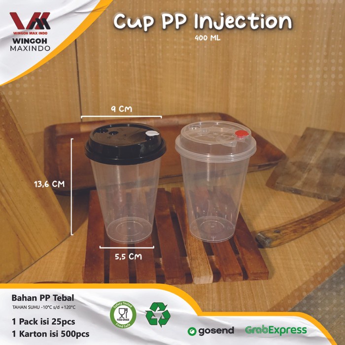 [ GROSIR ] CUP INJECTION 400ML - GELAS PLASTIK BOBA 14OZ - WINGOH