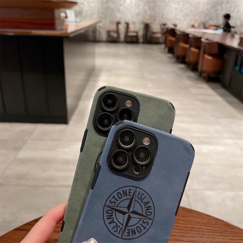 IPHONE Casing Soft Phone Case Retro Stone Island Trendi Kompatibel Untuk Iphone13 12 11 Pro X XS MAX XR 78 Plus Warna Kulit Domba Kotak Kulit Domba Soft Case COD