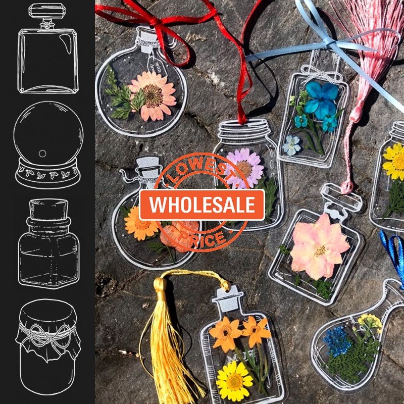 [Grosir] Kreatif Transparan PET Bunga Kering Bookmark/Homemade Tas Penyimpanan Spesimen Tanaman/ Film Plastik Sederhana Botol Timbul Transparan/DIY Nota Timbul Stiker Hias