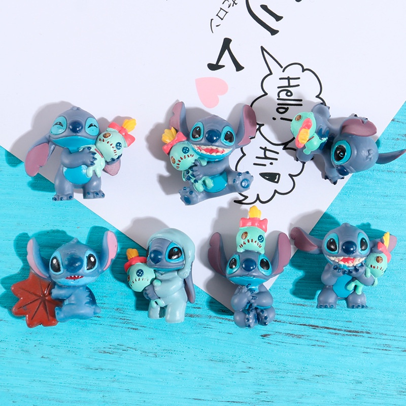 6pcs /Set Mainan Angka Lilo and stitch Tangan stitch Kartun Yang Indah Dengan Mainan model Coret