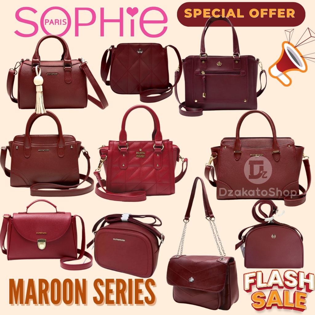 CUCI GUDANG Tas Selempang Jinjing Cangklong Bahu Merah Maroon Series Promo 2025 Kekinian Sophie Mart