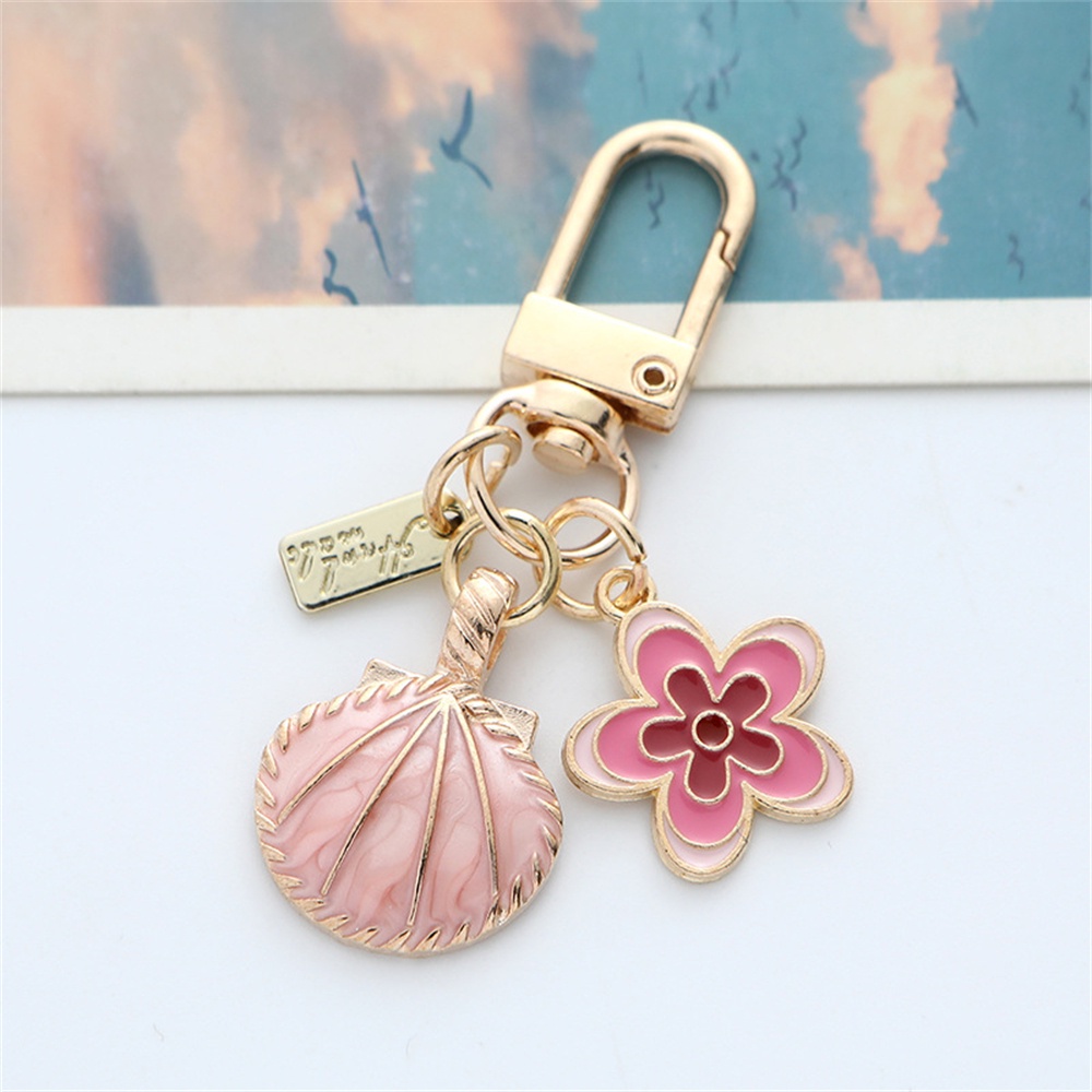 Enamel Manis Bunga Gantungan Kunci Fashion Tag Logam Gantungan Kunci Earphone Case Liontin Pesona Tas Ornamen Aksesoris Mobil Keyholder