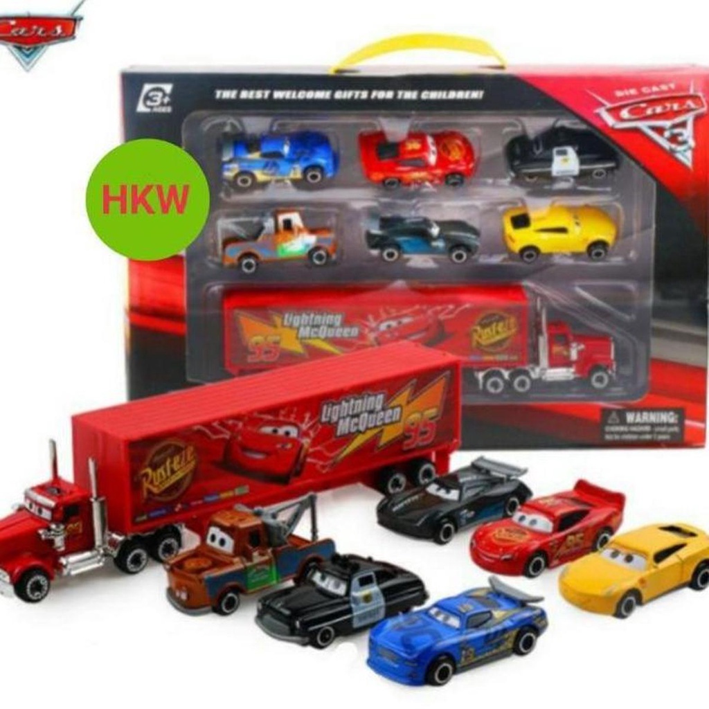 Mainan Mobil Truk Diecast Mcqueen dan Batman Alloy 7 Pcs
