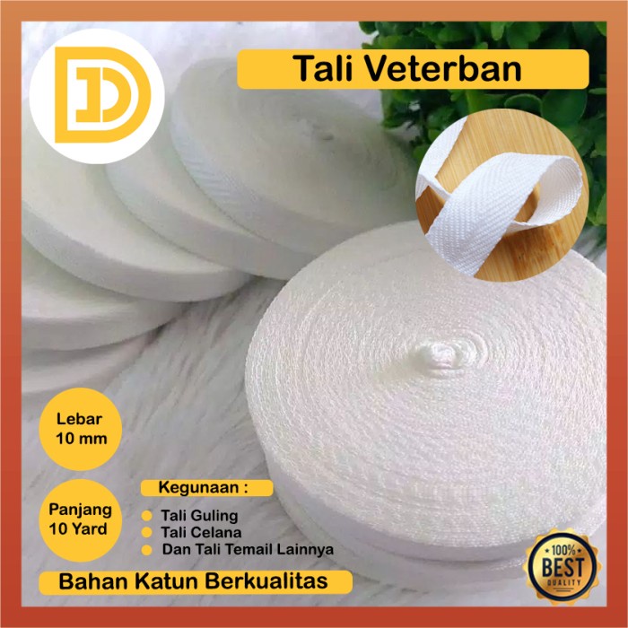 Tali Guling Veterban Rajut Tali Piterban Katun Warna Hitam Putih Murah Serbaguna