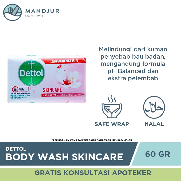Promo Harga Dettol Bar Soap Skincare 65 gr - Shopee