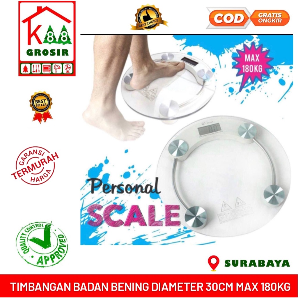 Timbangan Badan Bening Diameter 30cm