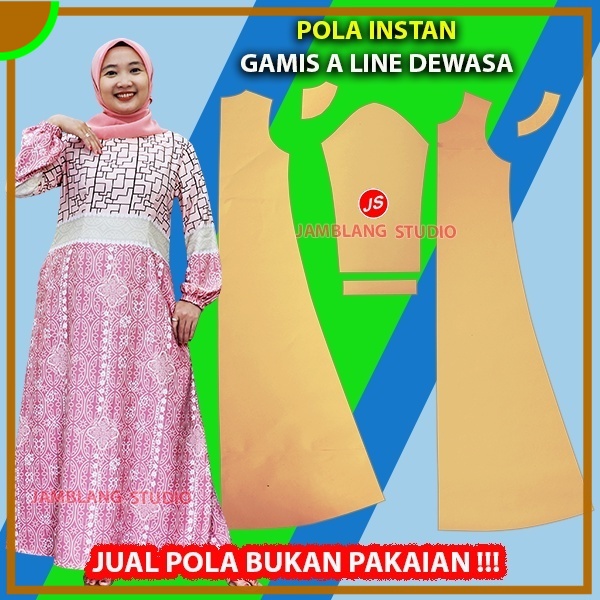 Pola Instan Gamis A Line Dewasa | Aneka Pola