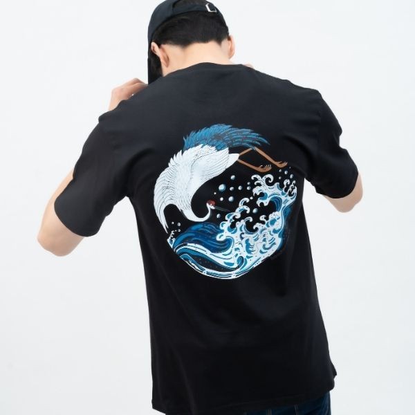 Houseofcuff T-shirt Kaos Hitam Motif Bangau Laut Tersedia Size S-4XL