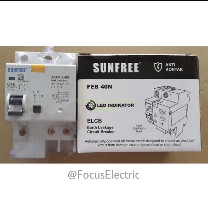 EYC Anti Kontak / ELCB 2 Pole 40 Amper Sunfree