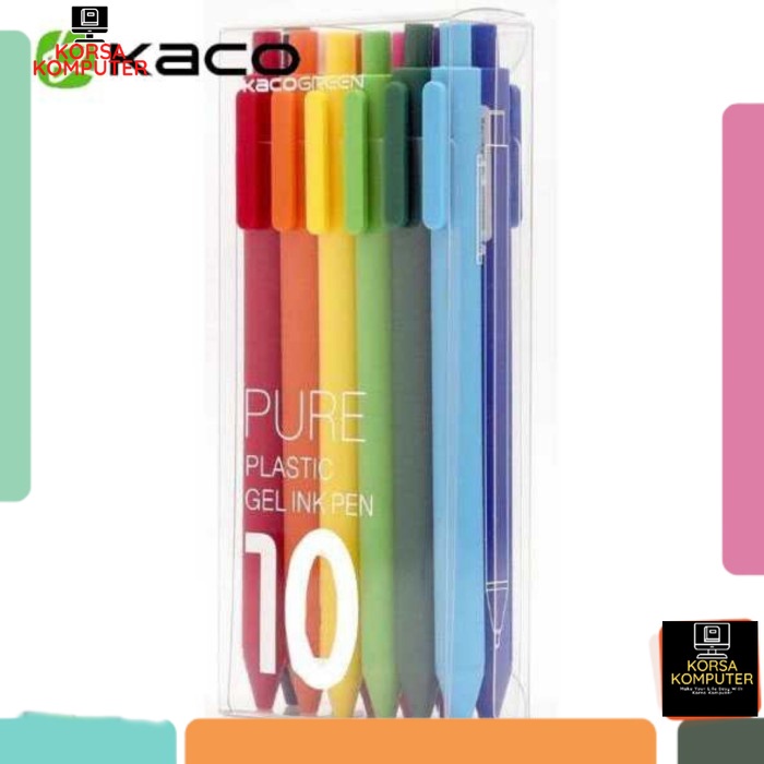 

Spidol PURE 10 pcs Plastic Soft Touch Gel Ink Pen COLOR 10PC KACO K1015 PURE 10pcs Plastik Soft Touch Gel Tinta Pen - PURE COLOR 10PC