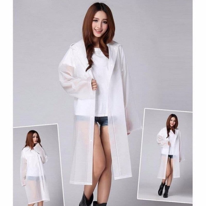 Jas Hujan Plastik EVA raincoat Poncho Rok All Size Transparant Ringan