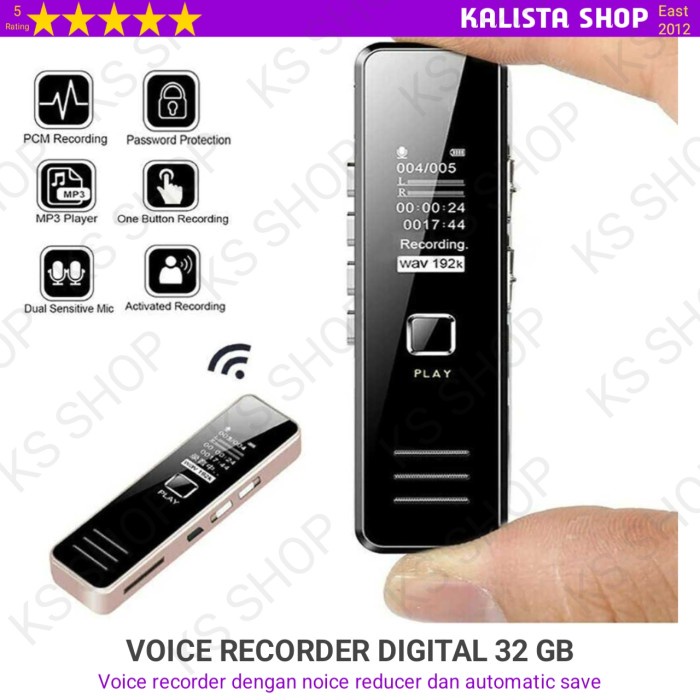 Perekam Suara Mini Voice Recorder Digital 32 GB