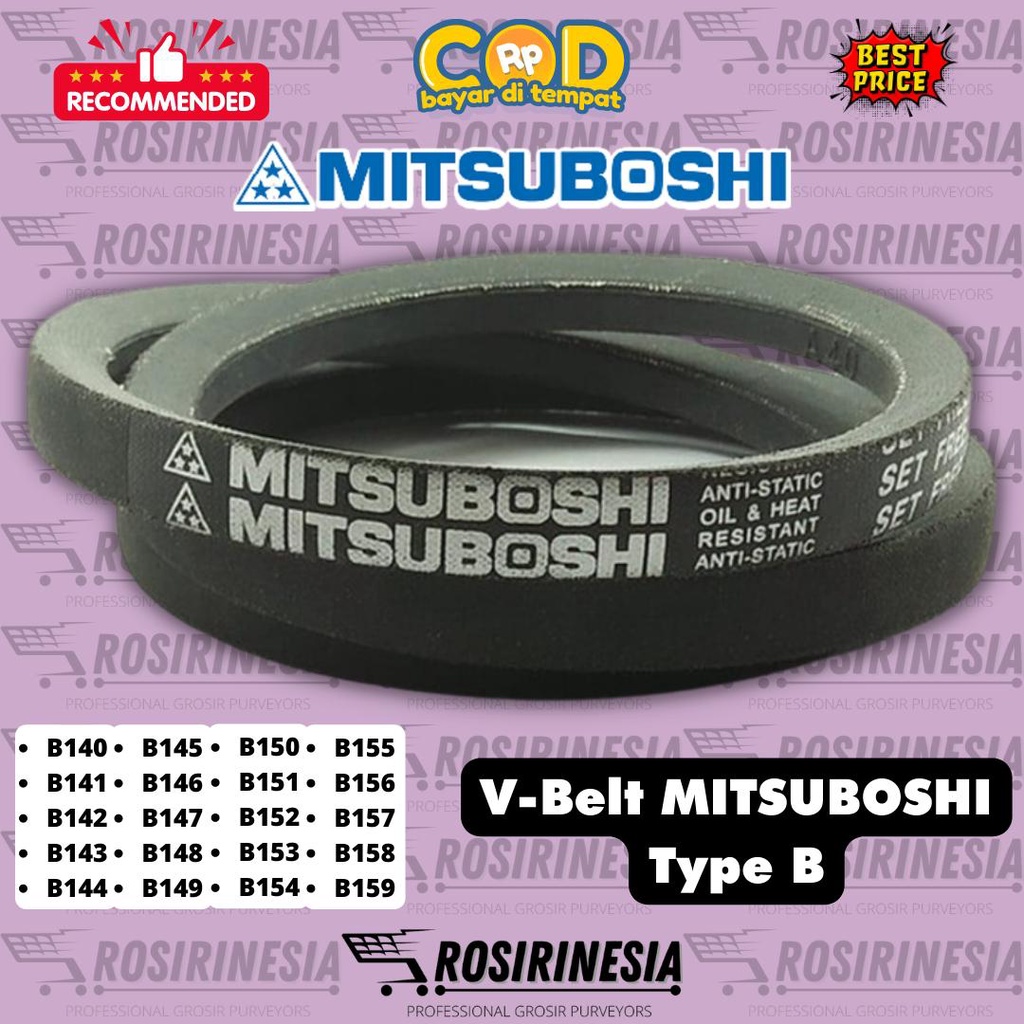VANBELT - V BELT - V-BELT MITSUBOSHI B140, B141, B142, B143, B144, B145, B146, B147, B148, B149, B15