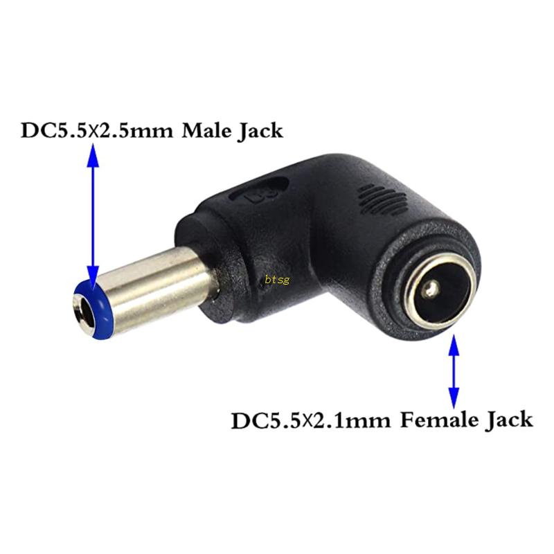 Btsg Untuk Jack DC 5.5x2.1mm Male To 5.5x2.1mm Female Right Angle Adapter 5paket Sudut 90derajat