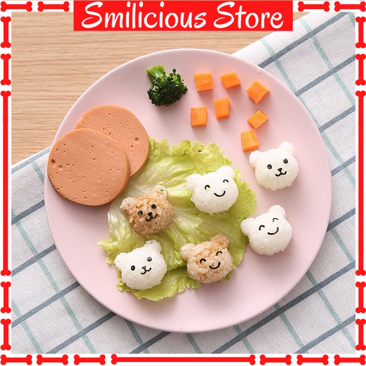Cetakan Nasi Bento Beruang Mini 4 in 1 Bekal Anak Mini Bear Bento Mould