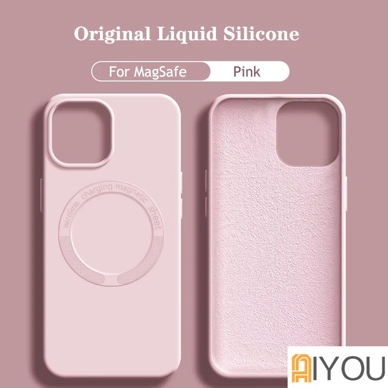 IPHONE Casing Silikon Cair Magnetik Iphone14 Kompatibel Untuk Iphone13 12 11 Pro Max 14ProMax Mendukung Penutup Pelindung Pengisian Nirkabel Magnetik Dengan Kemasan