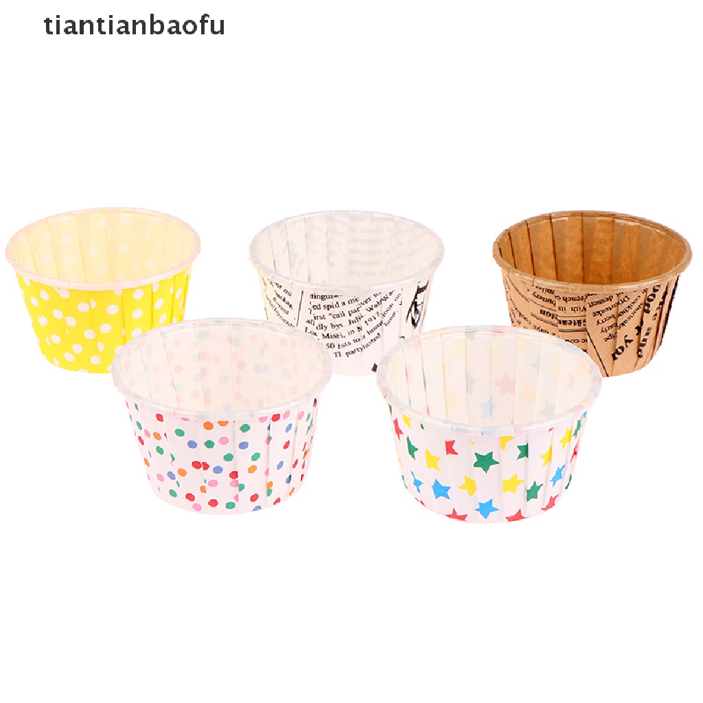 [tiantianbaofu] 50pcs Curling Paper Cup Flanging Kue Kertas Cup Oilproof Cupcake Baking Cup Butik