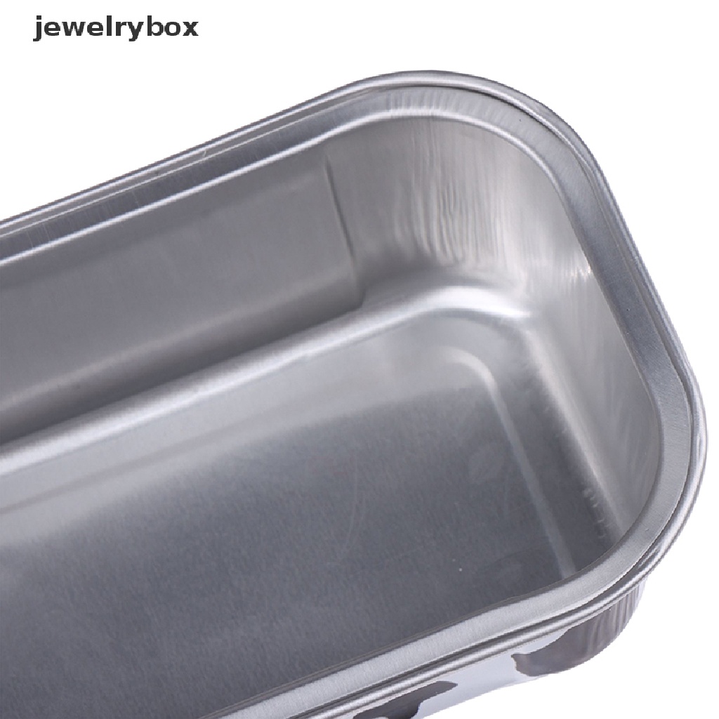 [jewelrybox] 10pcs Cetakan Kue Cangkir Aluminium Foil Persegi Panjang Dengan Tutup Pastry Tools Boutique