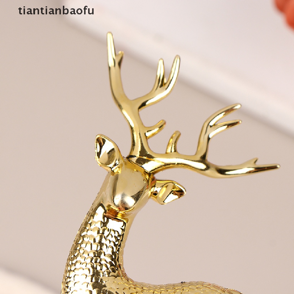 [tiantianbaofu] 1pc Natal Elk Plastik Golden Cake Topper Dessert Dekorasi Anak Hadiah Butik