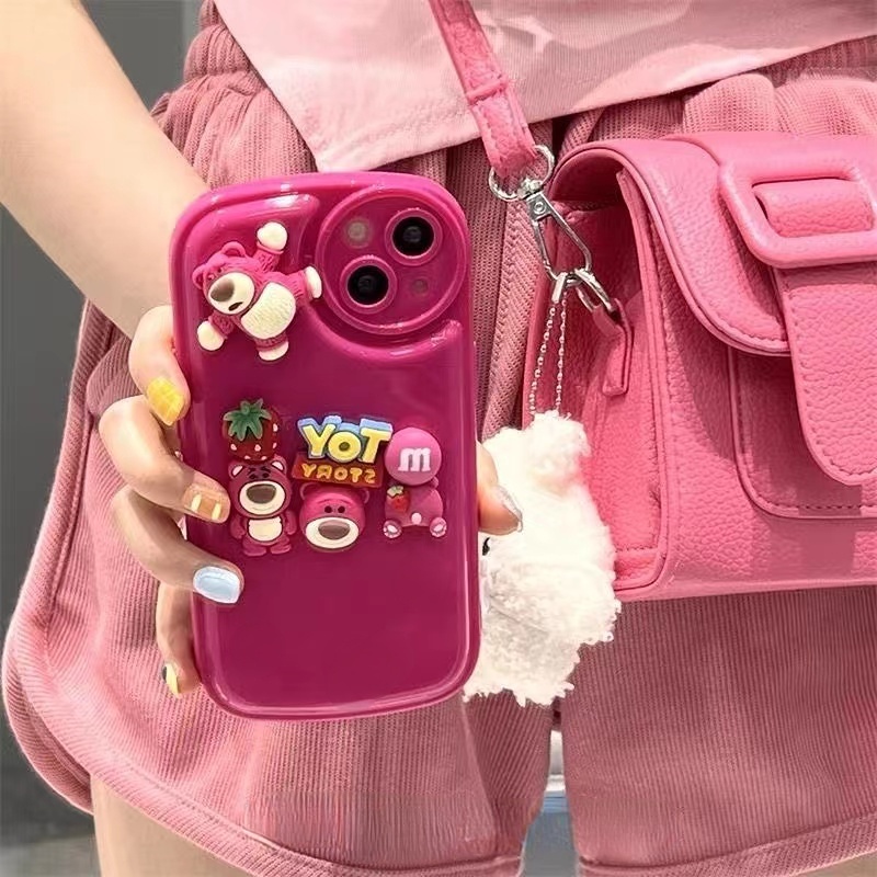 So Cute Pink LOTSO Air Cushion Soft Case IP IPhone 6 6S 7 8 14 + Plus SE 2020 X XR XS 11 12 13 Pro Max Cute Duck Strawberry Bear Phone Case City Girl