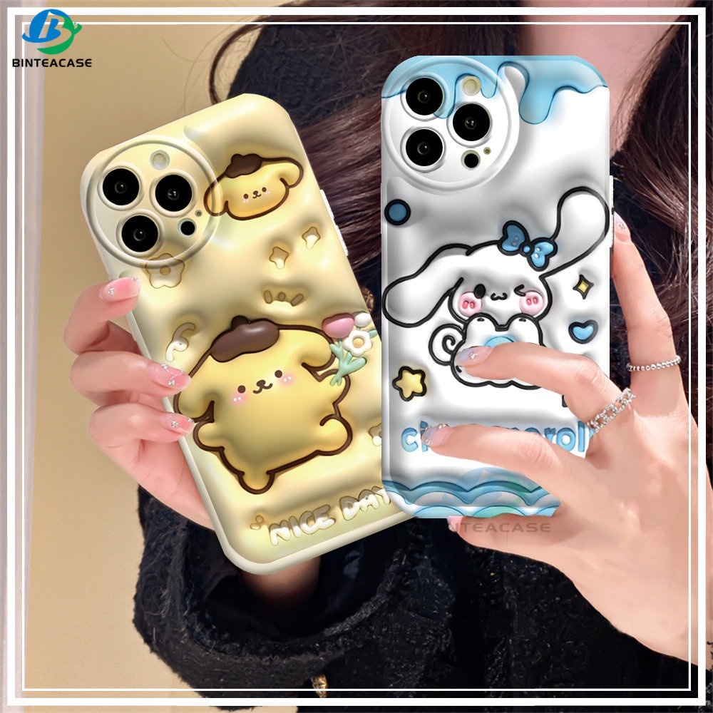 Realme 10 C55 C15 C12 C25S C11 C20 Realme5 5i 6i C3 8i C21Y C25Y Puding Anjing Dan Cinnamoroll Silicone Airbag Case Binteacase