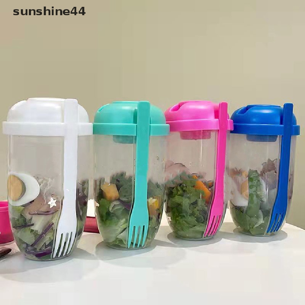 Sunshine Portable Breakfast Oatmeal Cereal Nut Yogurt Salad Cup Container Set Dengan Garpu ID