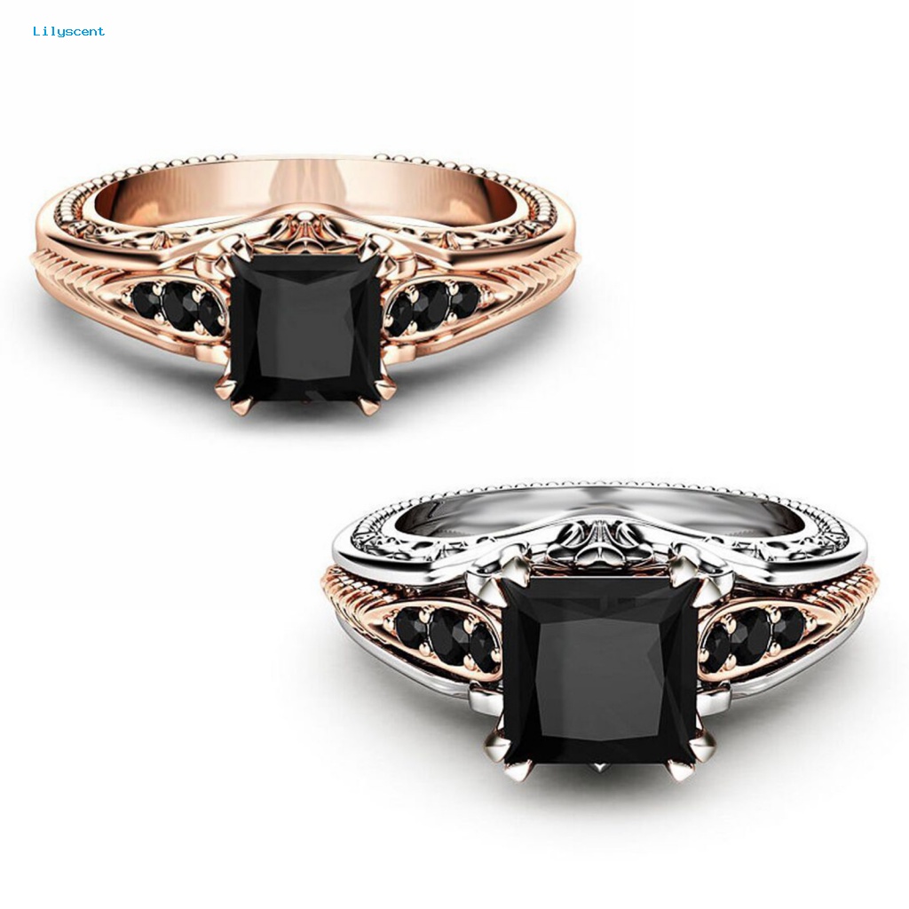 Cincin Lilyscent Alloy Untuk Outdoor Desain Unik Trendy Ring Square Cubic Zirconia