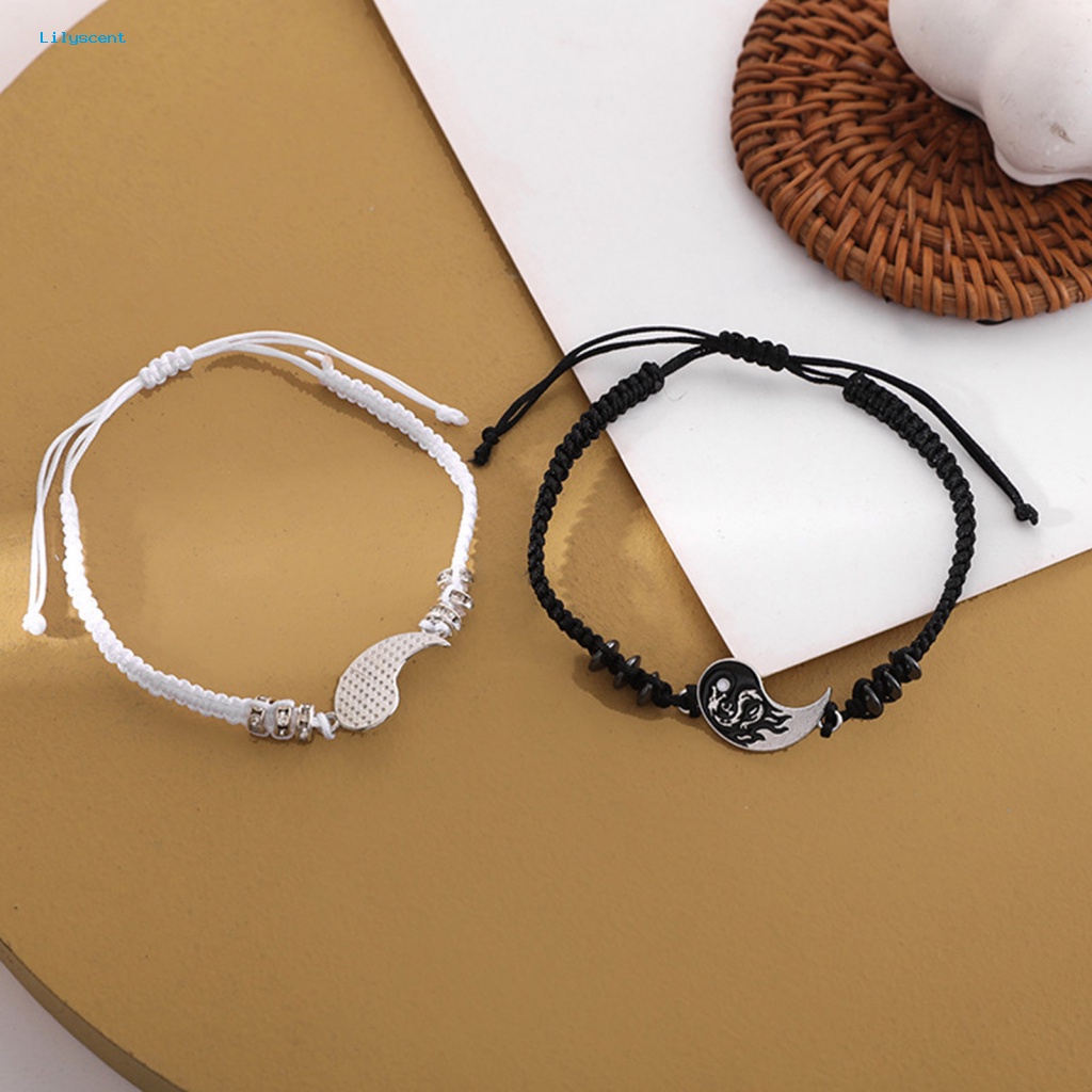 Lilyscent Hadiah Gelang Pasangan Untuk Pencocokan Luar Ruangan YinYang Braided Persahabatan Bracelet Ketangguhan Yang Baik