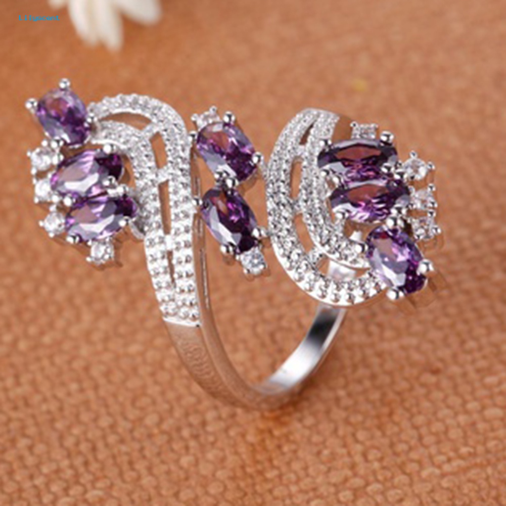 Lilyscent Wanita Fashion Cubic Zirconia Pernikahan Perjamuan Pesta Cincin Perhiasan Pesona Hadiah