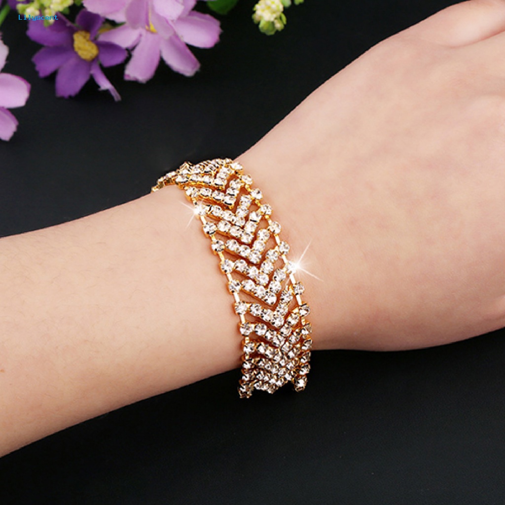 Lilyscent Gelang Cuff Hias Untuk Pernikahan Alloy Cuff Bangle Tahan Lama