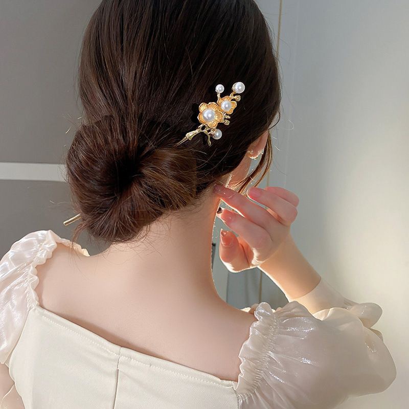 Gaya Etnik Cina Retro Hanfu Jepit Rambut Aksesoris Fashion Bunga Plum Lucu Jepit Rambut Bulang Perempuan