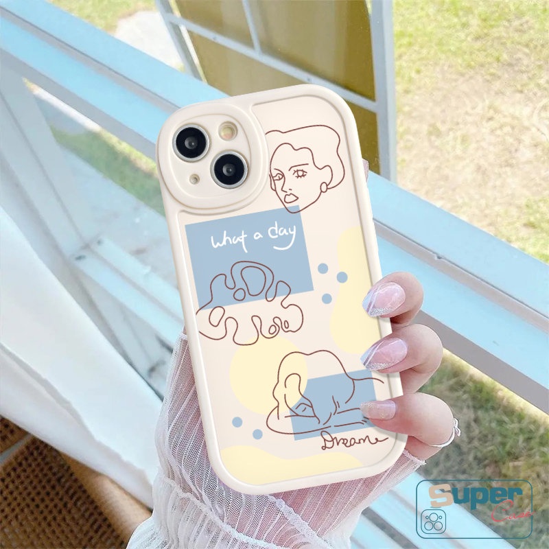 Case Untuk Realme C35 C31 C55 C11 C15 C12 C21Y C25Y C25s C30 Realme 9i 5 8 5i 7i 6i 6s 8i 6 8 10 Pro C17 C21 GT C20A C3 C2 C20 C17 Ins Art Line Wajah Anti Jatuh Sarung Tpu Lembut Silicon