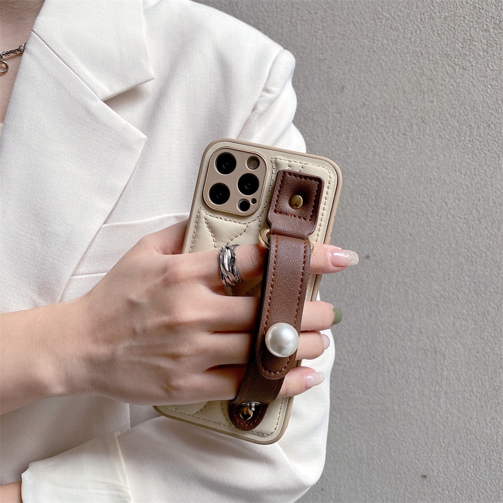 Wrist band Khaki Down Jaket Kamera Pelindung Casing iPhone 14 Pro MAX 11 12 13 Pro MAX The Puffer Case Untuk iPhone XS MAX XR Lembut Shockproof Cover